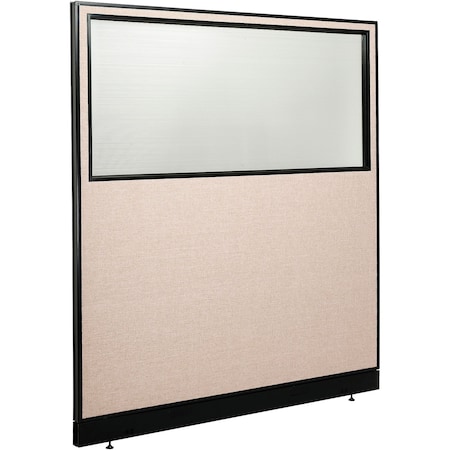 Interion By Global Industrial Interion Office Partition Panel with Partial Window & Raceway, 60-1/4inW x 64inH, Tan 694693WNTN